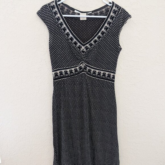 Vintage Max Studio Made in USA Skater Mini Dress 90s Ruched V Neck Size S - Picture 1 of 7